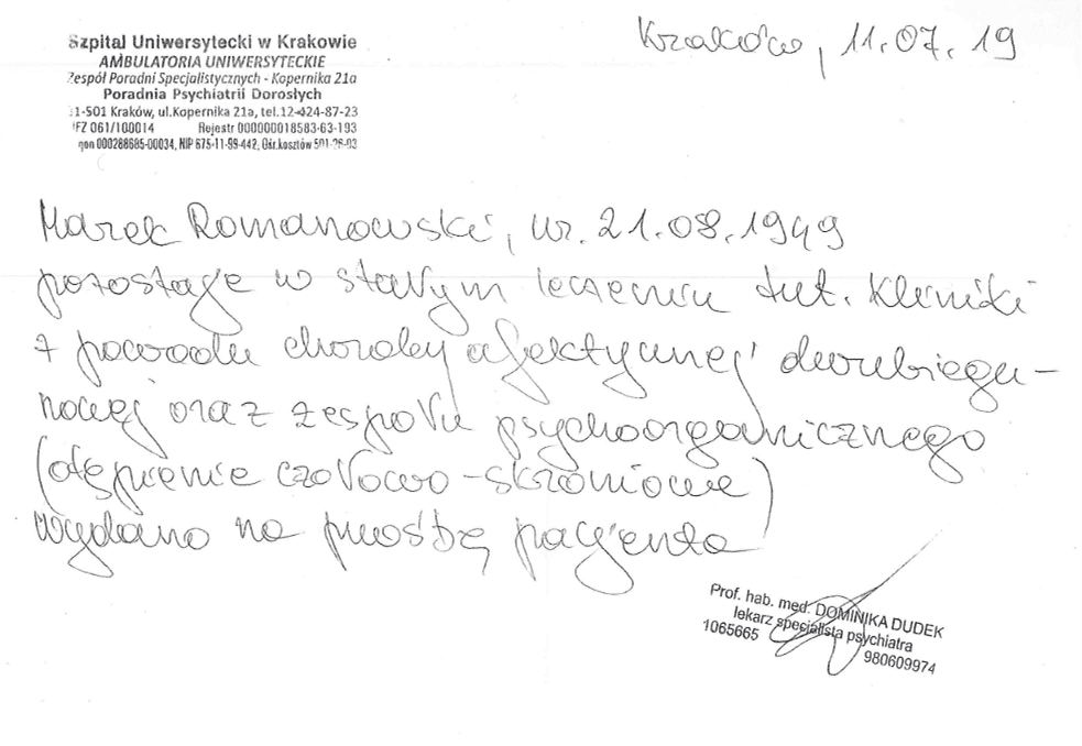 Zaświadczenie lekarskie